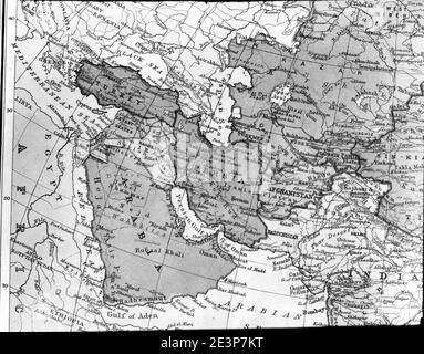 Karte des östlichen Mittelmeers nach Indien, Golf von Aden und dem Arabischen Meer. Stockfoto