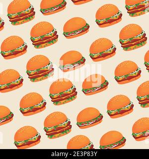 Hamburger lecker Fast Food-Menü Muster Vektor Illustration Design Stock Vektor
