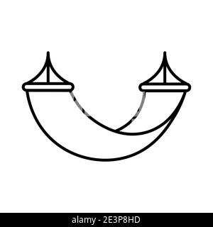 Strand Hängematte Umriss Vektor-Symbol. Hängemattenlinie isolierte Reise-Designillustration Stock Vektor