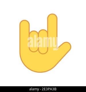 Symbol „auf der Hand schaukeln“. Handrolle Zeichen Logo Metall Symbol Emoji Geste Stock Vektor