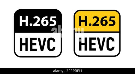 Video HEVC Codec Vektorsymbol. Symbol für Videomedien im Format H 256 Stock Vektor