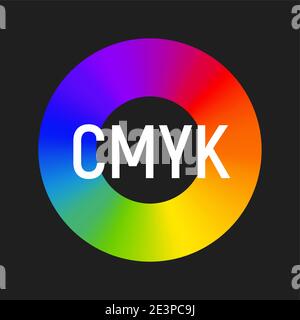 Auswahlhilfe für CMYK-Farbrad-Spektrum. CMYK-Palettenlogo. Farbe Regenbogen Diagramm Kreis Stock Vektor
