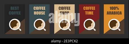 Vector Kaffee Hintergründe Set mit Text - Design-Vorlagen für Café und Haus, Café und Web Stock Vektor