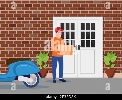 Mann hinterließ Pappkartons mit Waren Stock Vektor