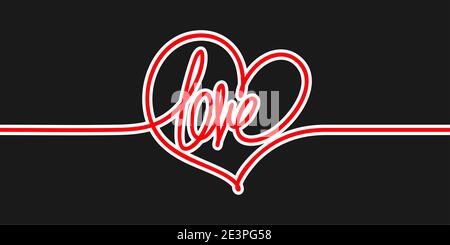 Abstraktes Wort Liebe Und Liebe Symbol Herz Kontinuierliche Linie Kunst Zeichnung Vektorgrafik Stock Vektor