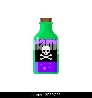 Flaches Gift Flasche Symbol Toxin. Gift Silhouette Gift chemische Getränk Glas Schädel Vorsicht Vektor Stock Vektor
