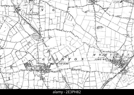 Karte von Rutland OS Kartenname 013-NE, Ordnance Survey, 1884-1891. Stockfoto