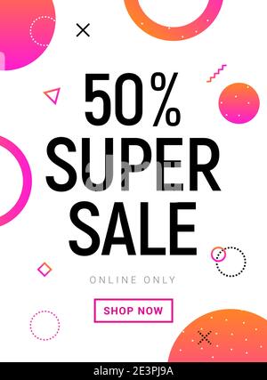 Super Sale Banner 50 Prozent Angebot Promotion. Vektor Promo VERKAUF Design Poster Stock Vektor