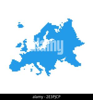 Pixel-Vektorkarte Europa. Quadratischer Punkt Pixel Europa Kartenhintergrund Stock Vektor