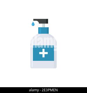 Alkohol Händedesinfektion Seife Symbol. Coronavirus Handgel desinfizieren Flasche Alkohol Desinfektionsmittel Stock Vektor