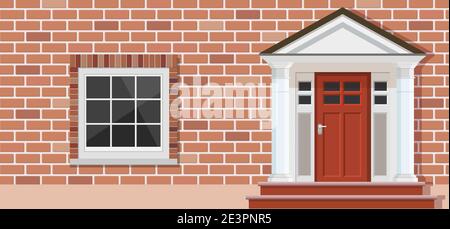 Holztür des Hauses Vorderansicht Stock Vektor