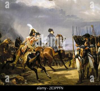 Napoleon Bonaparte I. vor seinen Truppen bei der Jenaer Schlacht (14. Oktober 1806), Gemälde von Horace Vernet, 1836 Stockfoto