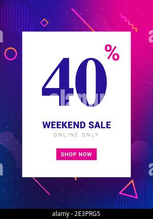 Sonderangebot Promo Banner Wochenende Angebot. Große Rabatt 40 Prozent Promotion Deal Vorlage Stock Vektor