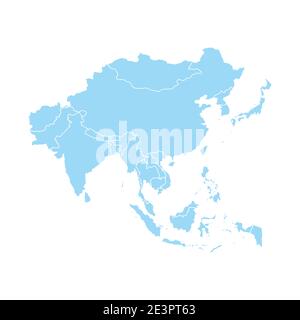 Asien Vektor-Karte Südost Land, Asien Ost Kontinent Symbol Silhouette china malaysia japan Stock Vektor