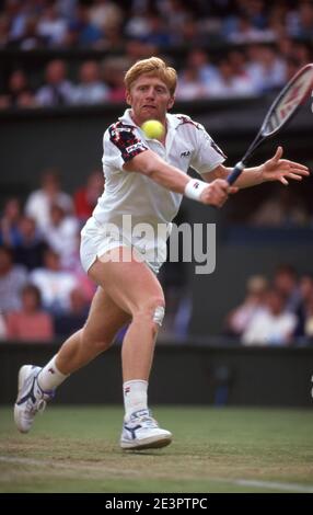 Boris Becker Tennis Wimbledon 1991 Foto von Tony Henshaw Stockfoto