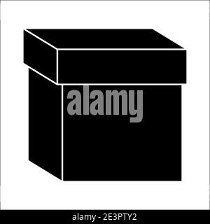 Kartonschachtel Silhouette Symbol. Geschlossenes schwarzes Verpackungssymbol. Vektor-Cartoon-Design auf weißem Hintergrund isoliert. Stock Vektor