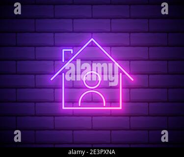 Heimhaus Neon-Symbol. Einfache dünne Linie, Umrissvektor von Web, minimalistische Symbole für UI und UX, Website oder mobile Anwendung. Stock Vektor