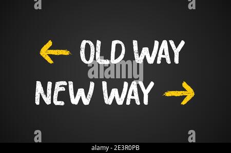 Alte Weise neue Weise veraltete Pfeildarstellung. Neues Reise-Vektorzeichen Stock Vektor