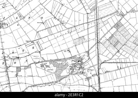 Karte von Huntingdonshire OS Kartenname 009-NE, Ordnance Survey, 1889-1892. Stockfoto
