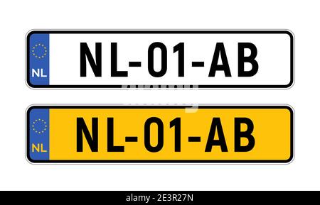 Niederlande niederländisches Nummernschild. Europäische Niederlande Auto Auto Plate Nummer Stock Vektor