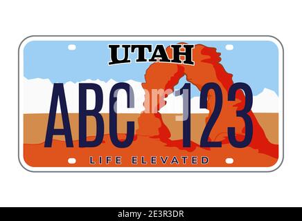 Utah Nummernschild. Vektor usa Auto Platte Retro-Zeichen, amerikanische utah Metall-Symbol Stock Vektor