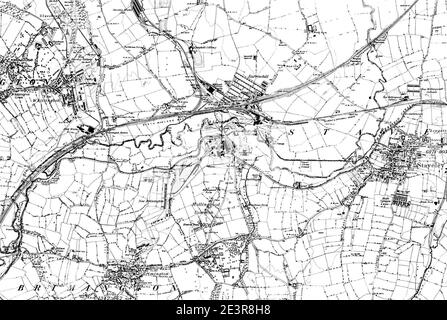 Karte von Derbyshire OS Kartenname 018-SE, Ordnance Survey, 1882-1896. Stockfoto