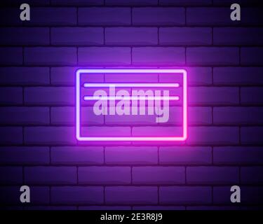 Bankkarten-Symbol im Neon-Line-Stil. Kredit- oder Debitkartensymbol. Abbildung der Finanzvektoren Stock Vektor