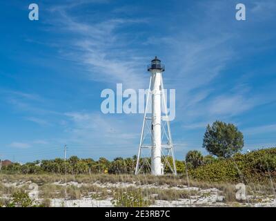 Historisches Gasparilla Island Licht oder Range Light im Gasparilla Island State Park am Golf von Mexiko im Südwesten von Florida in den Vereinigten Staaten Stockfoto