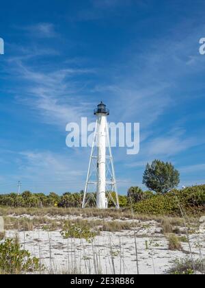 Historisches Gasparilla Island Licht oder Range Light im Gasparilla Island State Park am Golf von Mexiko im Südwesten von Florida in den Vereinigten Staaten Stockfoto