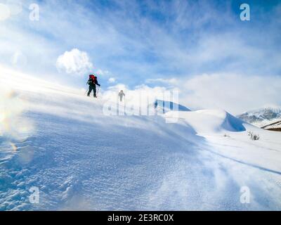 Skifahrer Skitouren im Rondane Nationalpark, Norwegen, Skandinavien Stockfoto