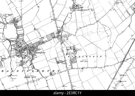 Karte von Cambridgeshire OS Kartenname 058-NW, Ordnance Survey, 1884-1892. Stockfoto