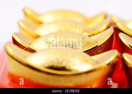 Porträt von Gold Ingot Nahaufnahme hochwertige Foto Stockfoto