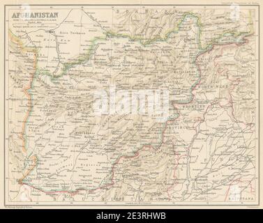 Karte von Afghanistan aus dem Imperial Gazetteer of India (1907-1909). Stockfoto