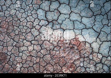 Getrocknete Schlammstruktur auf dem Boden, Island. Stockfoto