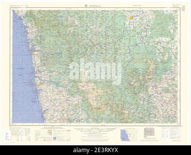 Karte Indien und Pakistan 1-250,000 Kachel ND 43-11 Shimoga. Stockfoto