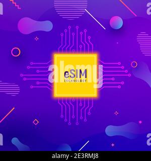Symbol für das Konzept der eSIM-Chipkarte. Embedded sim-Karte Mobilfunk-Technologie Smart-Konzept Stock Vektor