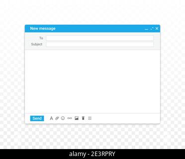 E-Mail-Vorlage Mail-Mockup-Fenster-Browser. Leerer Bildschirm gmail Vorlage Nachricht ui-Schnittstelle Stock Vektor