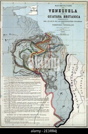 Mapa de una parte de Venezuela y de la Guayana Britanica. Stockfoto