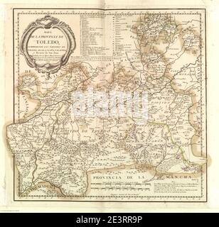 Mapa de la Provincia de Toledo (1768, Tomás López). Stockfoto