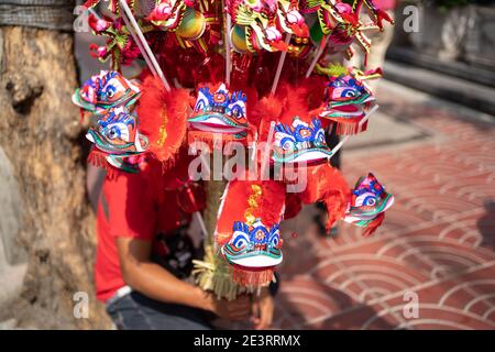 Chinesische Löwenpuppe aus Papier im chinesischen Neujahr festival Stockfoto