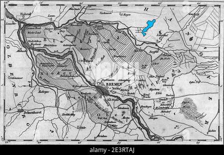 Map-Bremen-Brockhaus-1837 II. Stockfoto