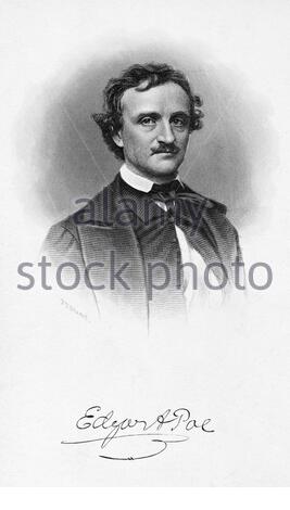 Edgar Allan Poe Portrait, 1809 – 1849, war ein amerikanischer Schriftsteller, Dichter, Herausgeber und Literaturkritiker, Vintage Illustration von 1885 Stockfoto