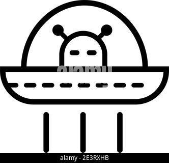 UFO-Umrissgrafikvektor in verschiedenen Stilen auf weißem Hintergrund isoliert gesetzt. Stock Vektor