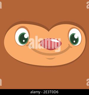 Cute Cartoon Faultiere Cartoon Gesicht Avatar, lustige Vektor-Illustration isoliert Stock Vektor