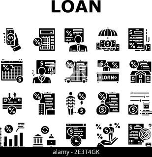 Symbole Für Die Sammlung Finanzieller Kredite Vektor Festlegen Stock Vektor