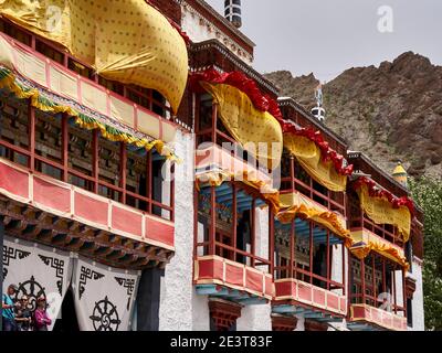Traditionelle Architektur des Hemis-Klosters in Ladakh. Stockfoto