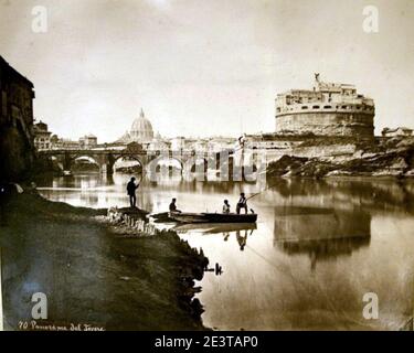 Mang, Michele (notie 1860 - ca. 1887) - n. 070 - Panorama dal fiume. Stockfoto