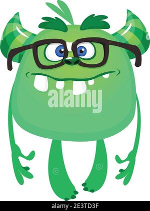 Lustige Cartoon Monster tragen Brillen. Vektor-Illustration von niedlichen Monster Charakter Stock Vektor