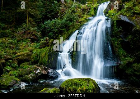 Ein Abschnitt von Deutschlands höchstem Wasserfall am Triberg im Schwarzwald. September. Stockfoto