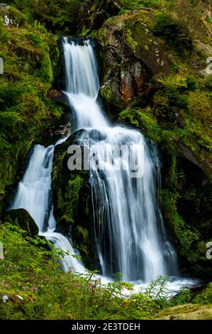 Ein Abschnitt von Deutschlands höchstem Wasserfall am Triberg im Schwarzwald. September. Stockfoto